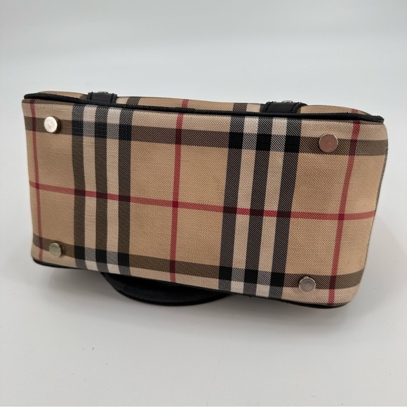 Vintage Y2K Burberry Chester House Check Coated Canvas Bowling Bag Satchel FLAWS - Picture 10 of 13